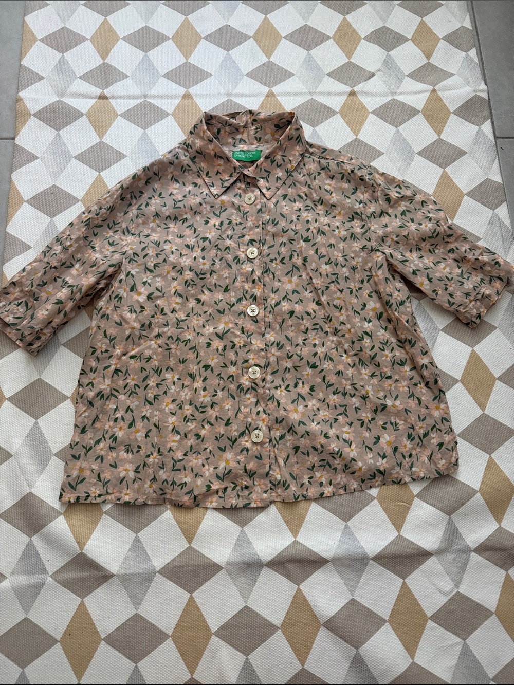 Women’s Floral Button-Up Shirt in Dusty Pink